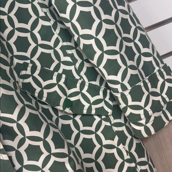 Boden Suki Waterproof green and white geometric patterned hooded XL jacket - Picture 3 of 8